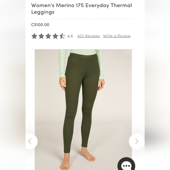 Icebreaker Women's Merino Wool 175 Green Leggings & Long sleeve Top XL NWT - Picture 4 of 15